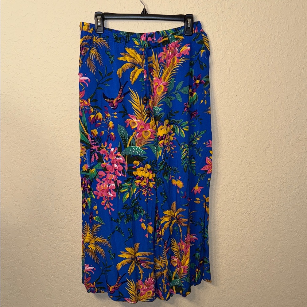 Cynthia Rowley Vibrant Blue Floral pants medium